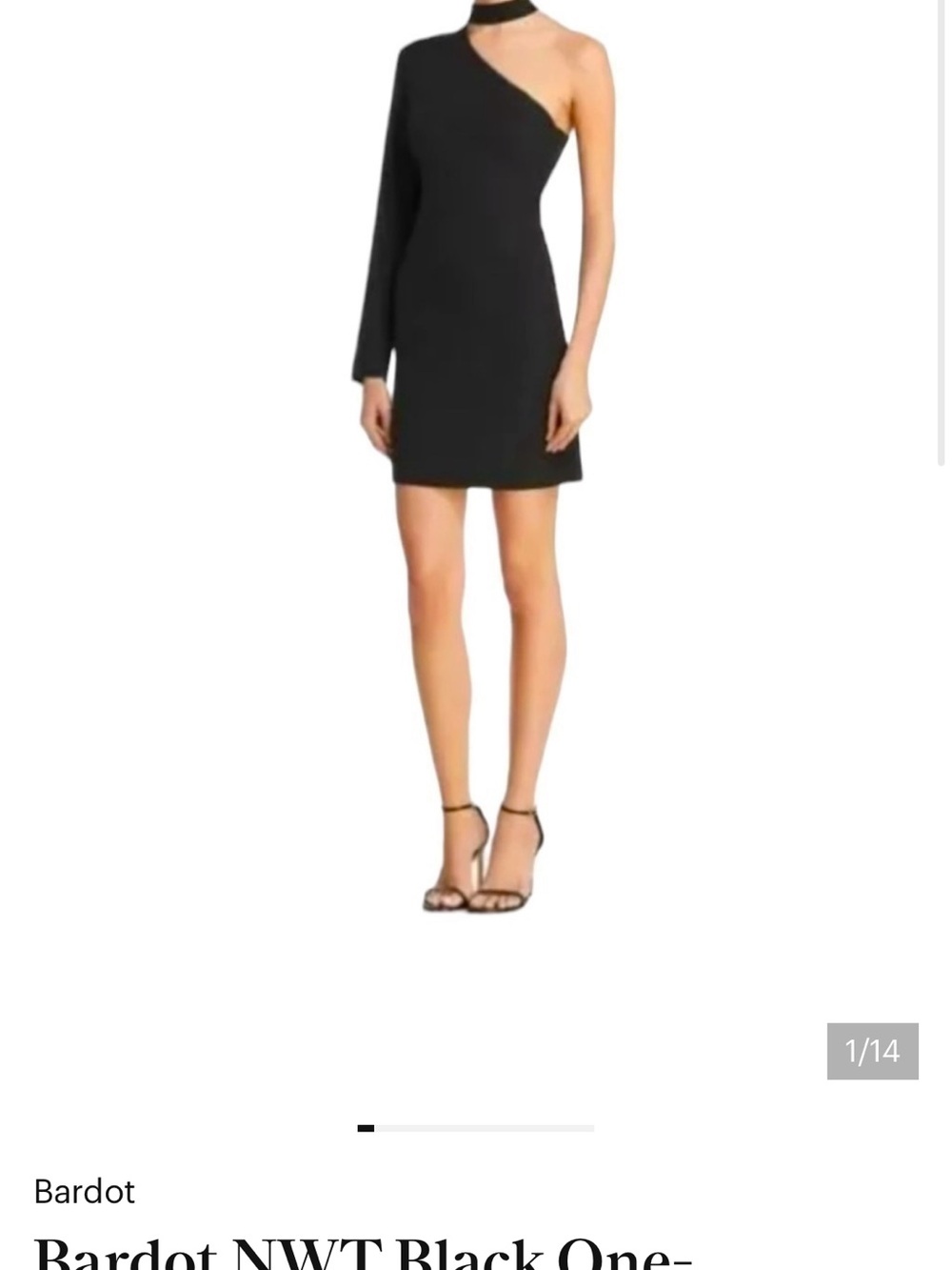 Bardot Black One-Shoulder Long Sleeve Mini Dress NWT